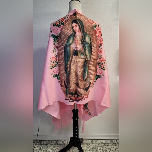 unbranded Accessories - Virgen de Guadalupe Rebozo,  chal, pashmina, shawl, wrap pink